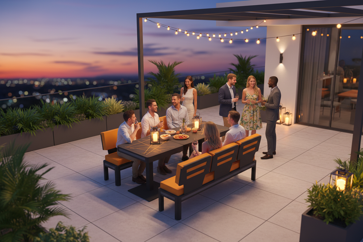 table de jardin et table haute extérieur personnalisable